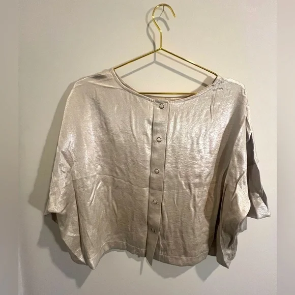 Forever 21 Champagne Metallic Crop Top Plus - Picture 1 of 5